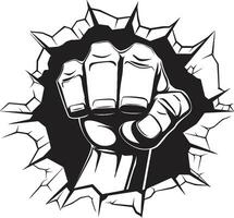 Vector Artistry Redefined Punching Fist Emblem Heroic Breakthrough Black Logo with Cartoon Fist