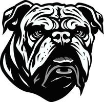 buldog majestad icónico emblema en negro monocromo poder negro buldog vector icono