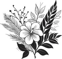 vector arte desvelado exótico floral logo tropical belleza negro floral icono en vector