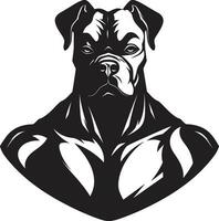 Majestic Mascot Athletic Boxer Dog Logo Athletic Elegance in Monochrome Black Vector Icon