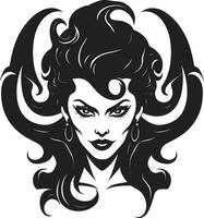 bochornoso tentadora negro demonio emblema maestría vector arte redefinido oscuro seductora logo