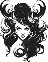 Sinful Temptation Redefined Enigmatic Logo Sensual Elegance Black Demon Emblem Mastery vector