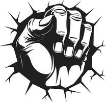 Vector Artistry Redefined Punching Fist Emblem Heroic Breakthrough Black Logo with Cartoon Fist