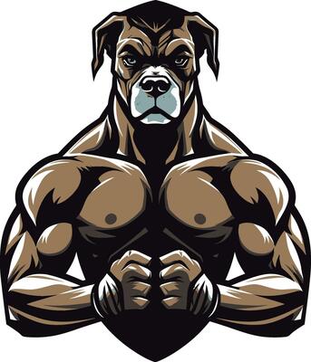 Elegant Agility Boxer Dog as a Boxer Mascot Logo Iconic Athleticism Unleashed Black Emblem Design