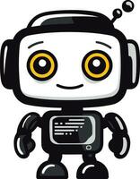 Pixel Protector A Stylish Mascot Logo Cosmic Cubot Space Age Robot Icon Design vector