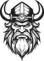 vikingo virtud un negro vector mascota emblema el timón de valor un vikingo guardián icono