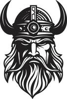 vikingo virtud un negro vector mascota emblema el timón de valor un vikingo guardián icono