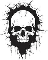 Revealing the Veiled A Cryptic Skull Peeks from the Wall Unearthed Secrets The Enigmatic Vector Skull Icon