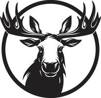 Sleek Black Moose Emblem in Vector Moose Profile with Contemporary Appeal