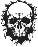 Skulls Return The Walls Hidden Enigma Secretive Peering The Skull in the Cracked Wall Icon vector