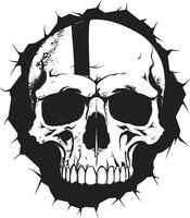 Secretive Peering The Skull in the Cracked Wall Icon Eerie Awakening The Walls Intriguing Skull Emblem vector