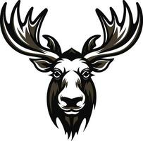 Sleek Black Moose Profile in Vector Art Majestic Moose Emblem with Timeless Appeal