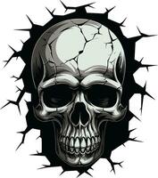 Secretive Portal The Mysterious Cracked Wall Skull Eerie Wall Resurgence The Unearthed Skull Emblem vector