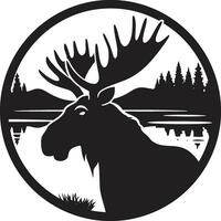 Modern Moose Symbol with Elegance Bold Moose Emblem in Black vector