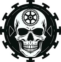 Gothic Mechanical Skull A Darkened Vision of Tech Cyberpunk Innovation The Mechanical Skull Emblem vector