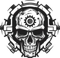 Gothic Mechanical Majesty A Darkened Vision of Industrial Tech Cyberpunk Renaissance The Mechanical Skull Emblem vector