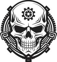 Monochromatic Skull Icon Where Cogs and Circuits Conspire Elegant Tech Symbol The Marriage of Art and Innovation vector