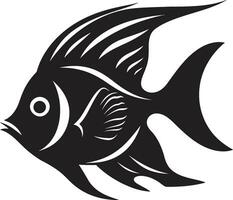 Vector Artistry Meets Black Angelfish Beauty Angelfish Emblem Black Logo Design Icon