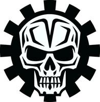Steampunk cyborg icono un fusión de eras mecánico cráneo majestad un robótico Renacimiento vector