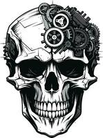 Elegant Tech Symbol The Marriage of Art and Innovation Sleek Cybernetic Skull A Portrait of Futuristic Design vector