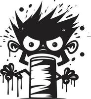 Angry Spray Paint Rebellion Logo Brilliance Mascot of Agitation Black Vector Emblem
