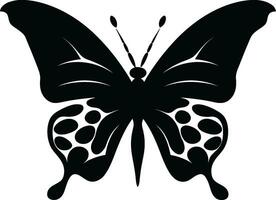 majestuoso aleteo mariposa símbolo en negro esculpido gracia en noir mariposa logo vector