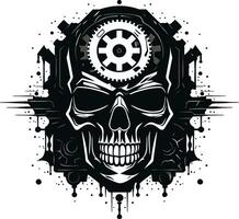 Sleek Tech Symbol The Digital Soul within Metal Industrial Cyber Skull Emblem The Revolution of Design vector