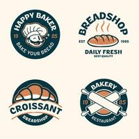 Set of Bakery Logo Badges and Labels in Vintage Retro Style vector