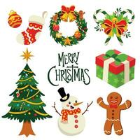 Flat Christmas Element Collection Set vector