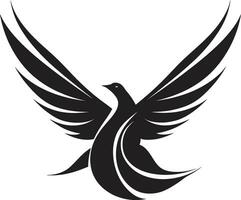 Black Dove Vector Logo with Text and Calligraphic Background A Beautiful and Elegant Design Black Dove Vector Logo with Swoosh and Wings Spread A Symbol of Freedom and Flight