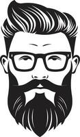 Vintage Appeal Monochromatic Vector Tribute to Bearded Style Brewery Brio Black Vector Depiction of Hipster Craft