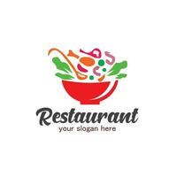 sopa logo, vegetal logo, restaurante icono, ilustración de vegetales en un cuenco vector