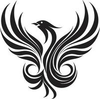 Phoenix Crest in Moonlight Fiery Shadowed Emblem vector