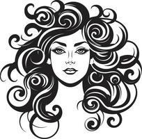 Sculpted in Vector The Curly Haired Goddess Ebony Elegance A Stylish Curly Haired Lady Icon