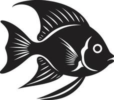 Angelfish Artistry in Black Logo Elegance Angelfish Essence Black Logo Vector