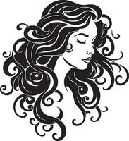 Ink Black Curls A Hair Emblem of Beauty Tresses of Power A Curly Haired Icon vector