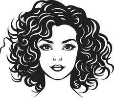 Sculpted Serenity An Iconic Curls Emblem in Black Elegant Curly Coils A Vector Logo Design for Black Hair