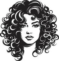 Waves of Elegance A Curly Haired Emblem Crowning Glory An Iconic Symbol of Curls vector