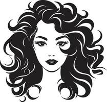Elegance in Curls A Vector Logo Design in Black Sculpted Tresses A Curly Haired Emblem of Grace