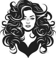 Ebony Elegance A Stylish Curly Haired Lady Icon Curly Silhouette A Womans Unique Emblem vector