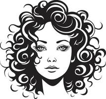 Natural Ebon Curls A Black Vector Hair Logo Elegant Spirals A Curly Haired Iconic Emblem