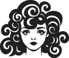 Sculpted Tresses A Curly Haired Emblem of Grace Ebony Splendor The Iconic Curls in Vector