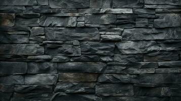 Close-Up of natural stone texture flat wall background, Rough grey stonework backdrop. AI Generative photo