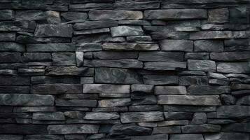 Close-Up of natural stone texture flat wall background, Rough grey stonework backdrop. AI Generative photo