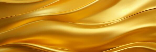 Gold fabric cloth texture background with abstract soft waves. AI Generative photo