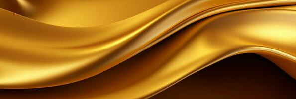 Gold fabric cloth texture background with abstract soft waves. AI Generative photo
