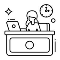 A line design icon of receptionist vector
