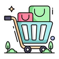 Shopping cart icon, editable vector