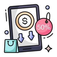 Trendy design icon of mobile 50 sale vector