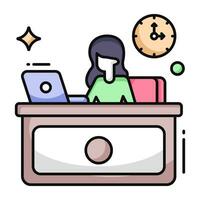 A flat design icon of receptionist vector